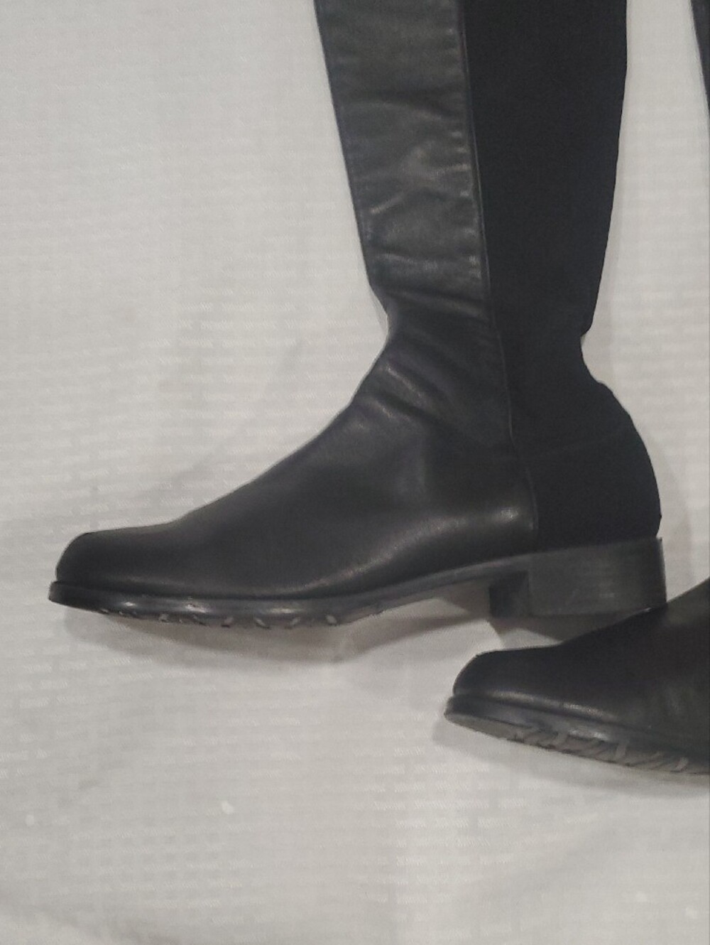 Stuart Weitzman Black Over-the-Knee Leather Stretch Riding Boots Size 10 - Picture 4 of 15